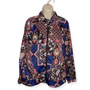 Zelos Geometric Multi-Colored Long Sleeve Zip Up Windbreaker Size M
